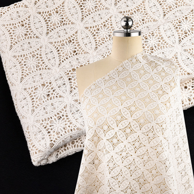 Witte borduurwerk Delicate Cotton Flower Car Bone Border Lace Trim Voor bruidsjurk